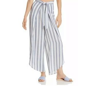 tie waist striped wide leg pants